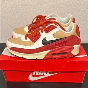 Nike Kids Air Max 90 LTR Sneakers  - Red, White, Tan